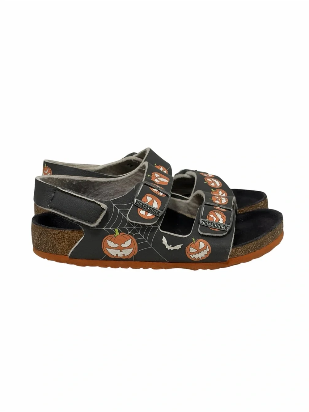 Birkenstock Kids GLOW IN THE DARK Pumpkin Print Halloween Sandals - 3/3.5